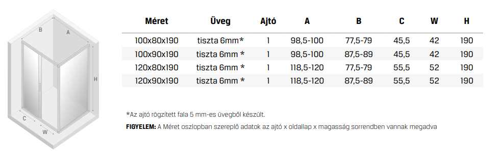 NEW VARIA szög1ajtó kabin