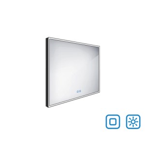 Fekete keretes LED tükör érintésérzékelővel 800x700