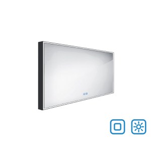 Fekete keretes LED tükör érintésérzékelővel 1200x700
