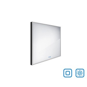 Fekete keretes LED tükör érintésérzékelővel 600x600
