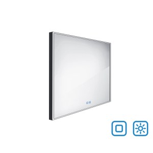 Fekete keretes LED tükör érintésérzékelővel 700x700